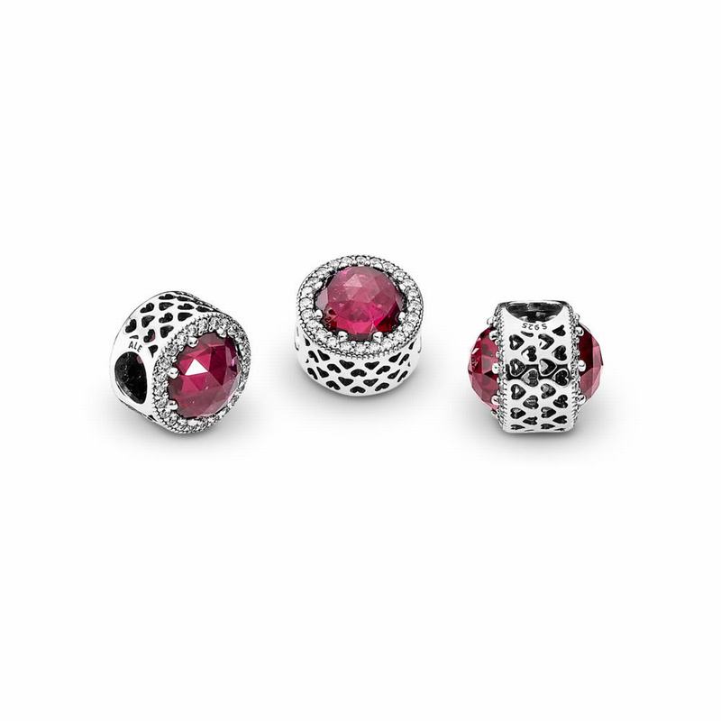 Pandora Sparkling Cerise Pink Charm - Sterling Silver/Pink/Mixed Stones - Canada | GA9635UO